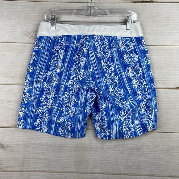 The North Face Women Sz 6 Swim Shorts Board Surf Cover Up Blue Floral Unlined - Picture 8 of 10